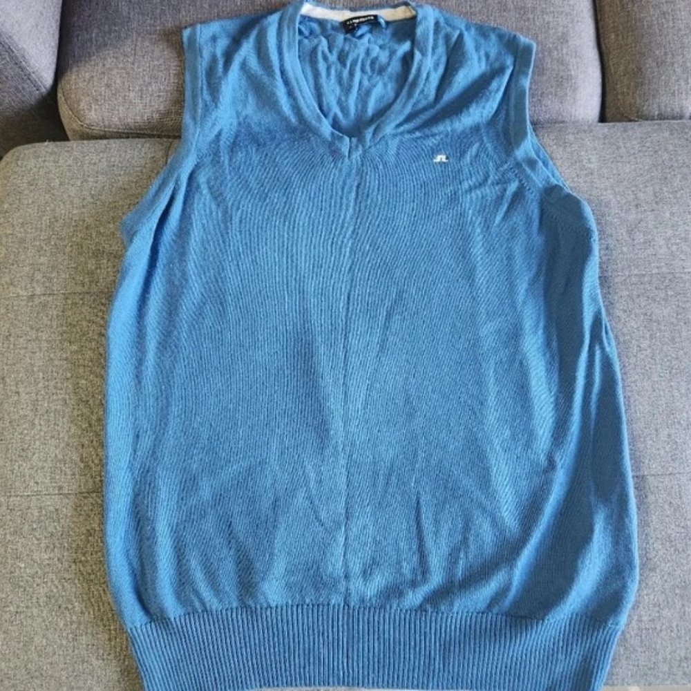J. Lindeberg Blue Merino Sweater-Vest - Size: M